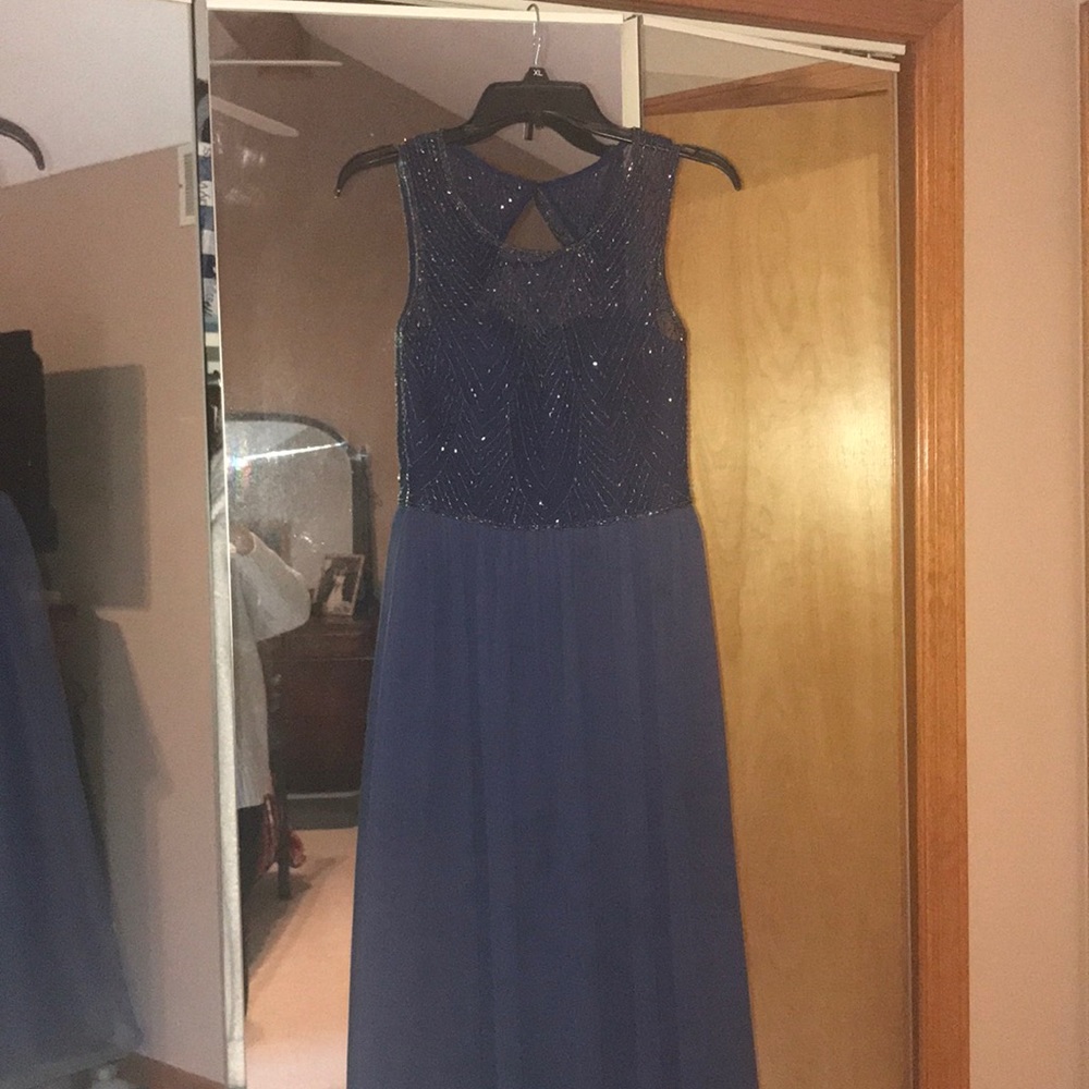David’s Bridal Floor Length Navy Gown worn once